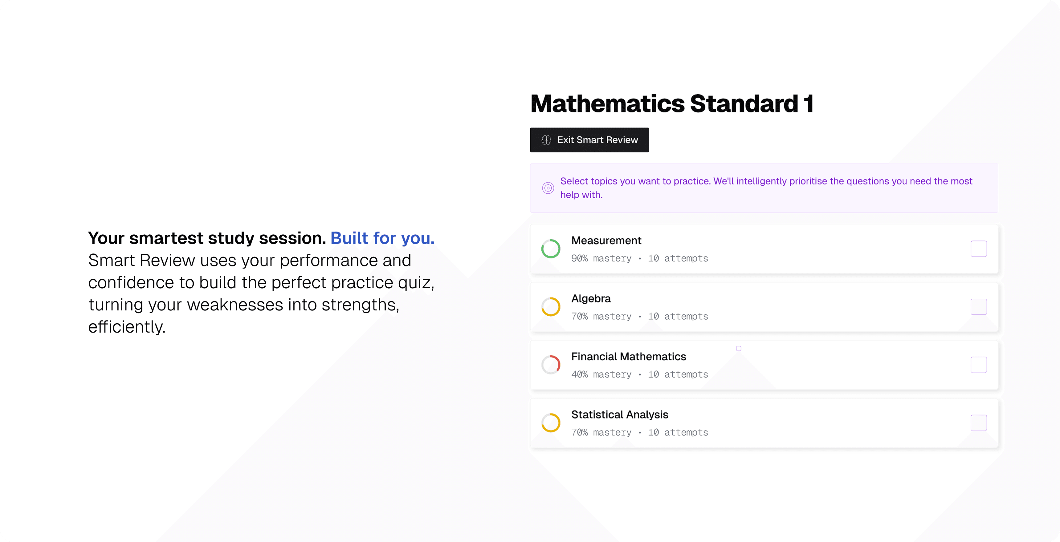 QuizWise performance overview and readiness indicators.