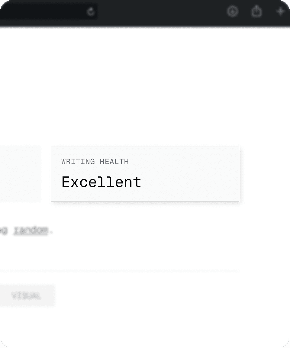 Writing Health dashboard view showcasing the Wordsmith scorecard.