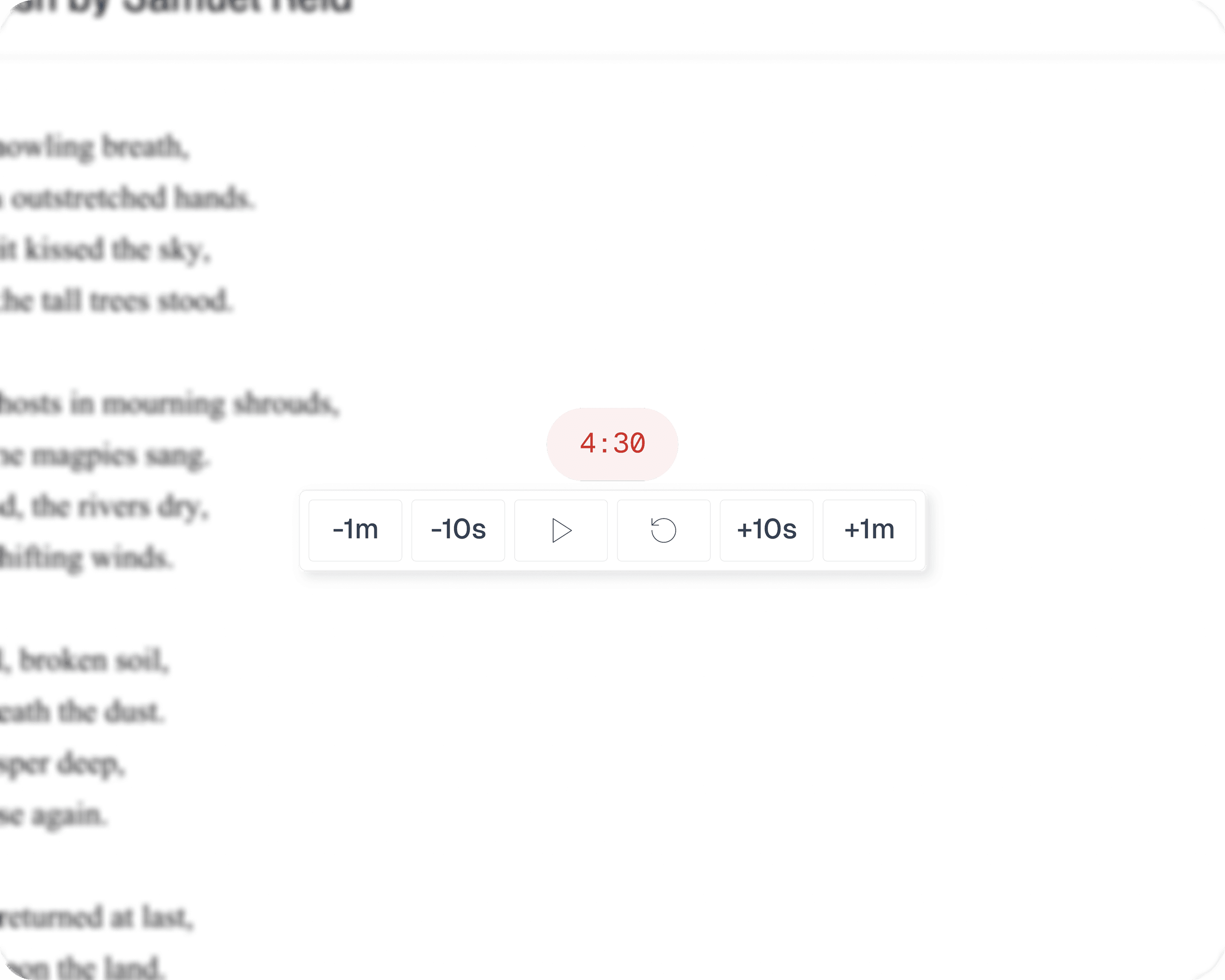 Visual of Wordsmith timer component.