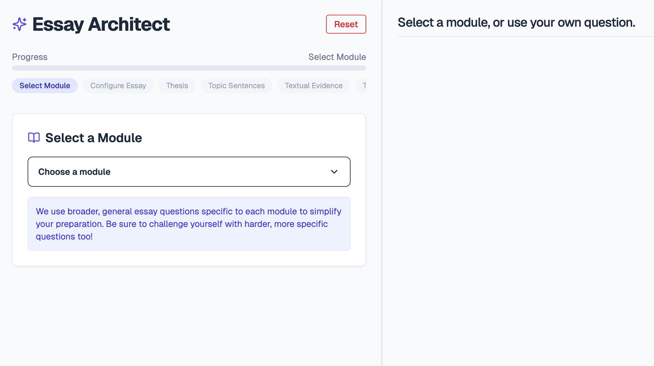 Essay Architect interface example 1